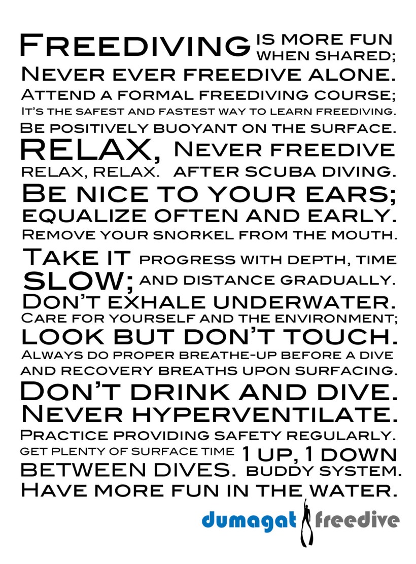 Dumagat Freedive Freediving Safety Cheat Sheet